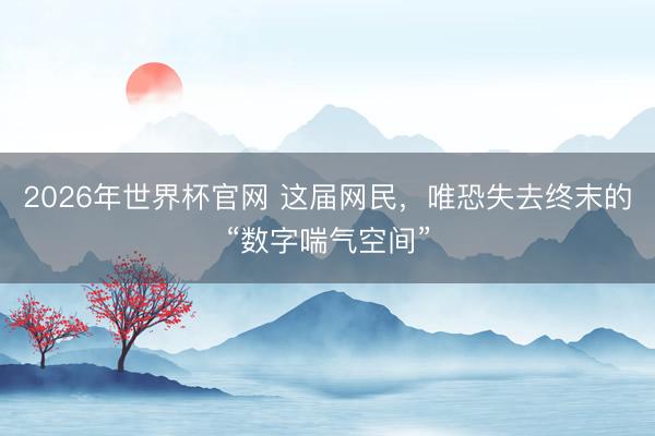 2026年世界杯官网 这届网民，唯恐失去终末的“数字喘气空间”