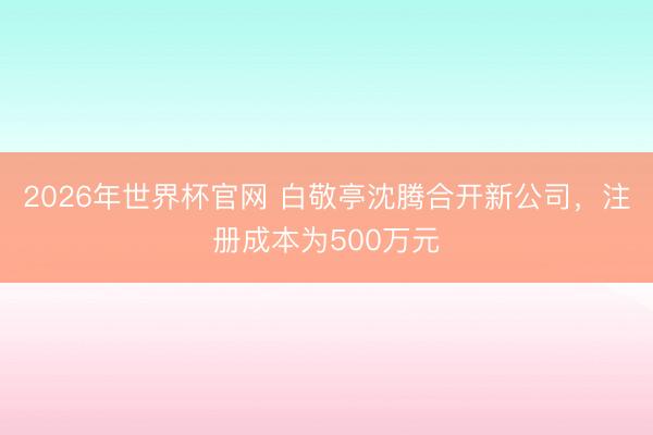 2026年世界杯官网 白敬亭沈腾合开新公司，注册成本为500万元