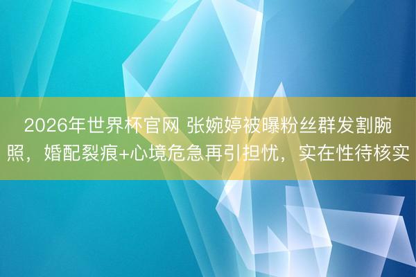 2026年世界杯官网 张婉婷被曝粉丝群发割腕照，婚配裂痕+心境危急再引担忧，实在性待核实
