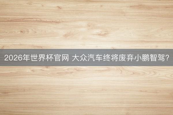 2026年世界杯官网 大众汽车终将废弃小鹏智驾?