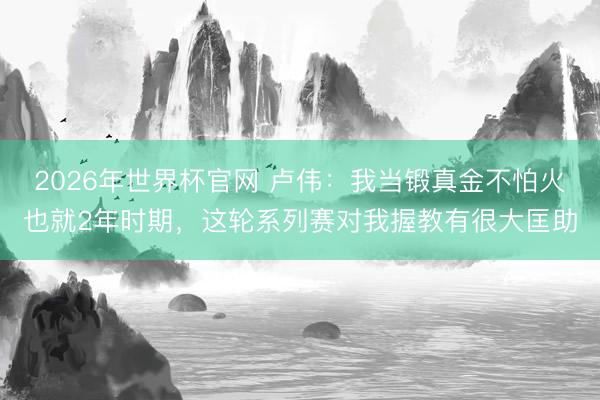 2026年世界杯官网 卢伟：我当锻真金不怕火也就2年时期，这轮系列赛对我握教有很大匡助