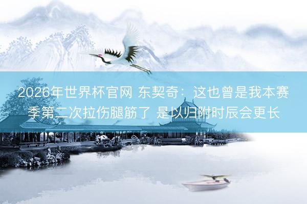 2026年世界杯官网 东契奇：这也曾是我本赛季第二次拉伤腿筋了 是以归附时辰会更长