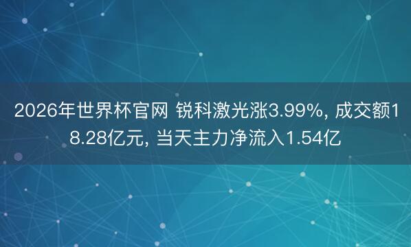 2026年世界杯官网 锐科激光涨3.99%， 成交额18.28亿元， 当天主力净流入1.54亿