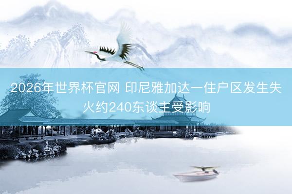 2026年世界杯官网 印尼雅加达一住户区发生失火约240东谈主受影响