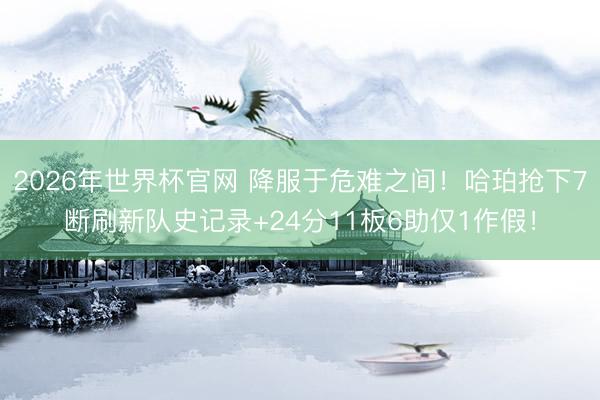 2026年世界杯官网 降服于危难之间！哈珀抢下7断刷新队史记录+24分11板6助仅1作假！