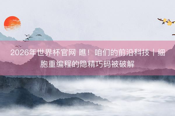 2026年世界杯官网 瞧！咱们的前沿科技丨细胞重编程的隐精巧码被破解